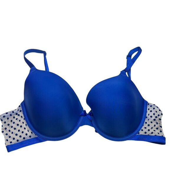 Victoria's Secret Blue and White Polka Dot Bra 36C lined perfect coverage - Picture 1 of 6